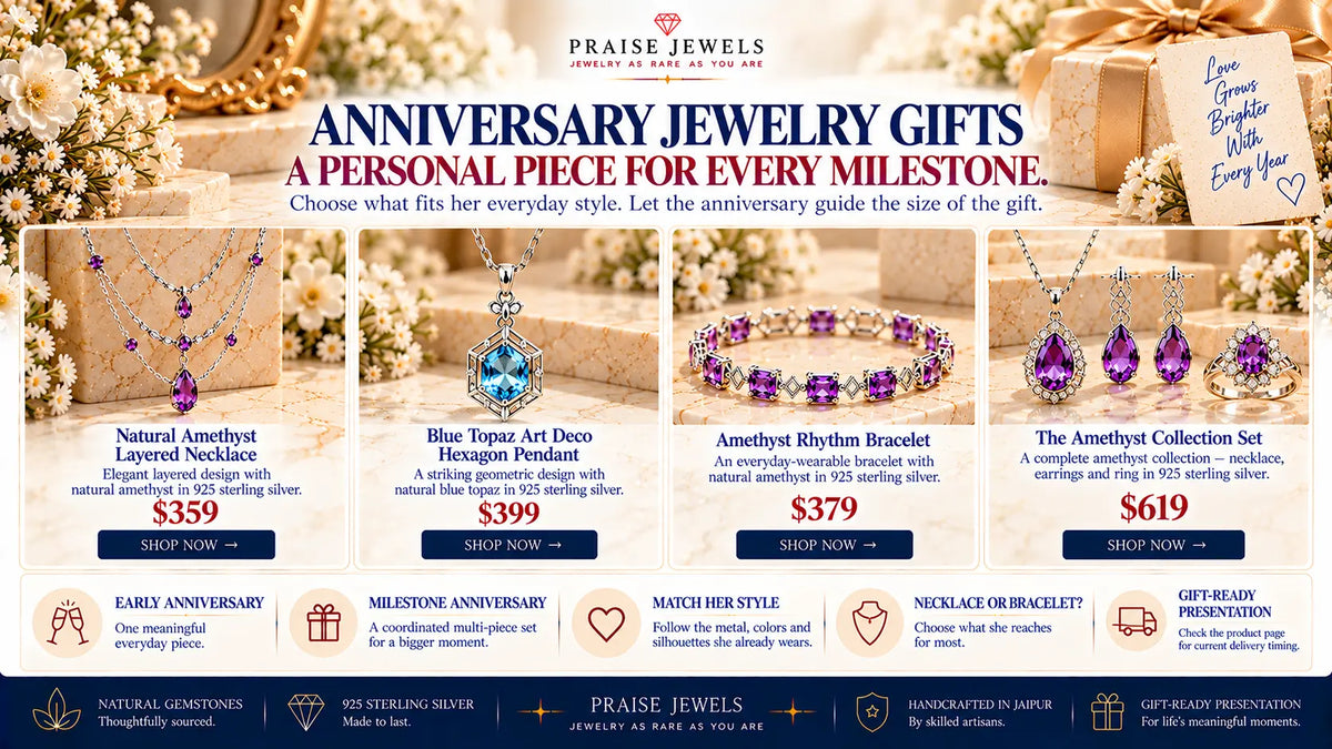 Editorial cover graphic for a 2026 guide to the best anniversary jewelry gifts
