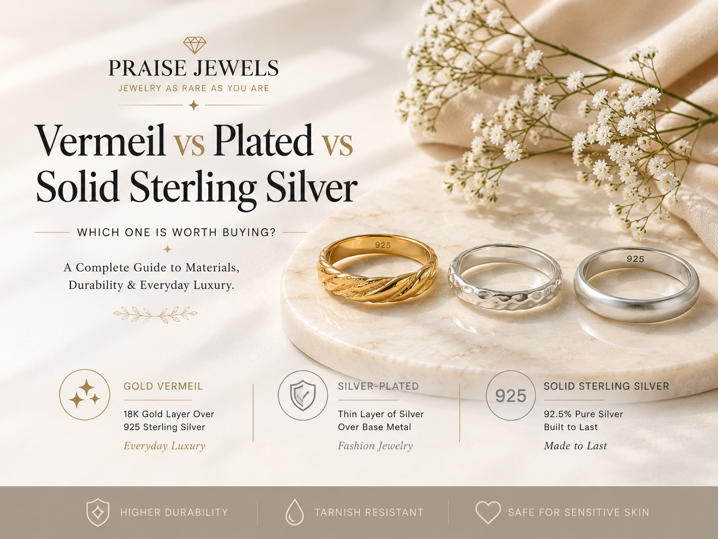 Vermeil vs. Gold-Plated vs. Solid Sterling Silver: A Plain-English Guide