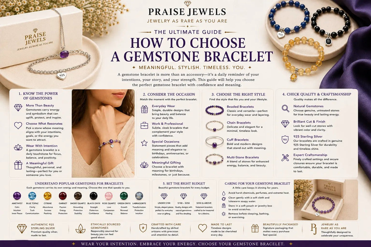 How to Choose a Gemstone Bracelet: Stones, Styles, Fit & Care - Praise Jewels
