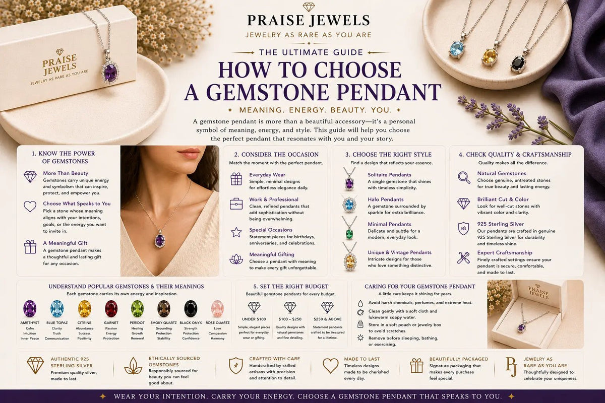 How to Choose a Gemstone Pendant: Styles, Stones, Chains & Sizing - Praise Jewels
