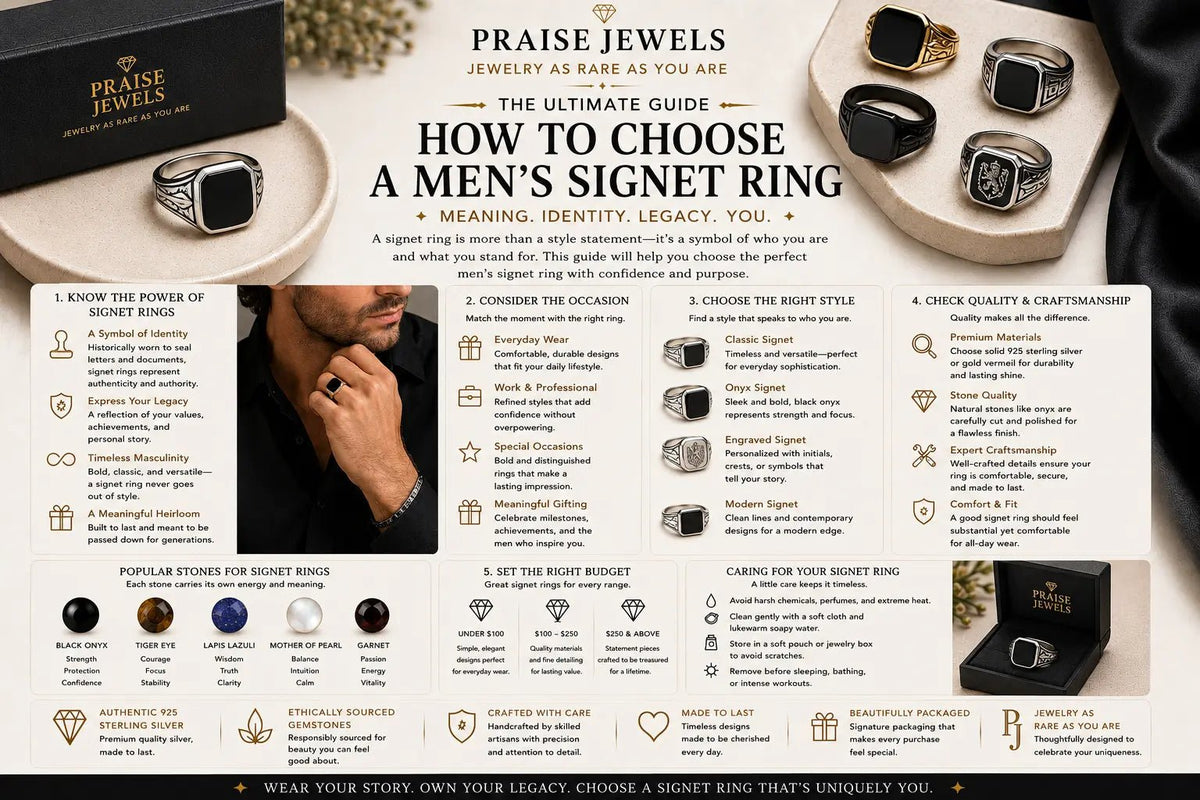 How to Choose a Men's Signet Ring: Styles, Gemstones, Fit & Meaning - Praise Jewels