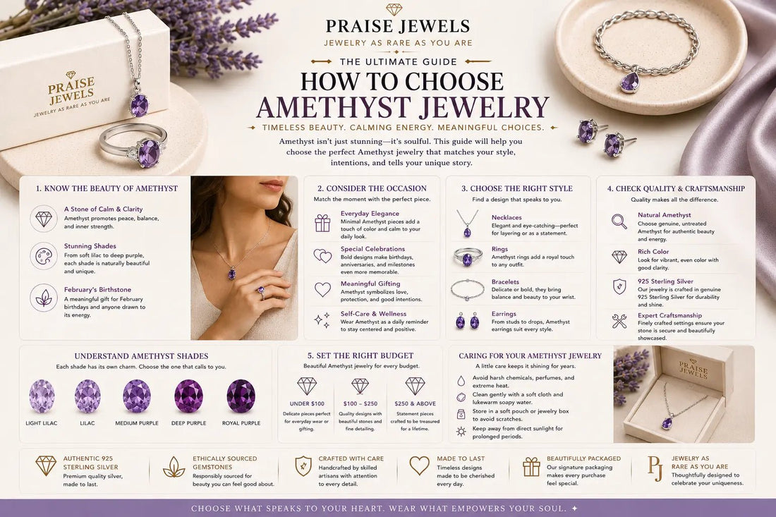 How to Choose Amethyst Jewelry: Rings, Necklaces, Earrings & Bracelets - Praise Jewels
