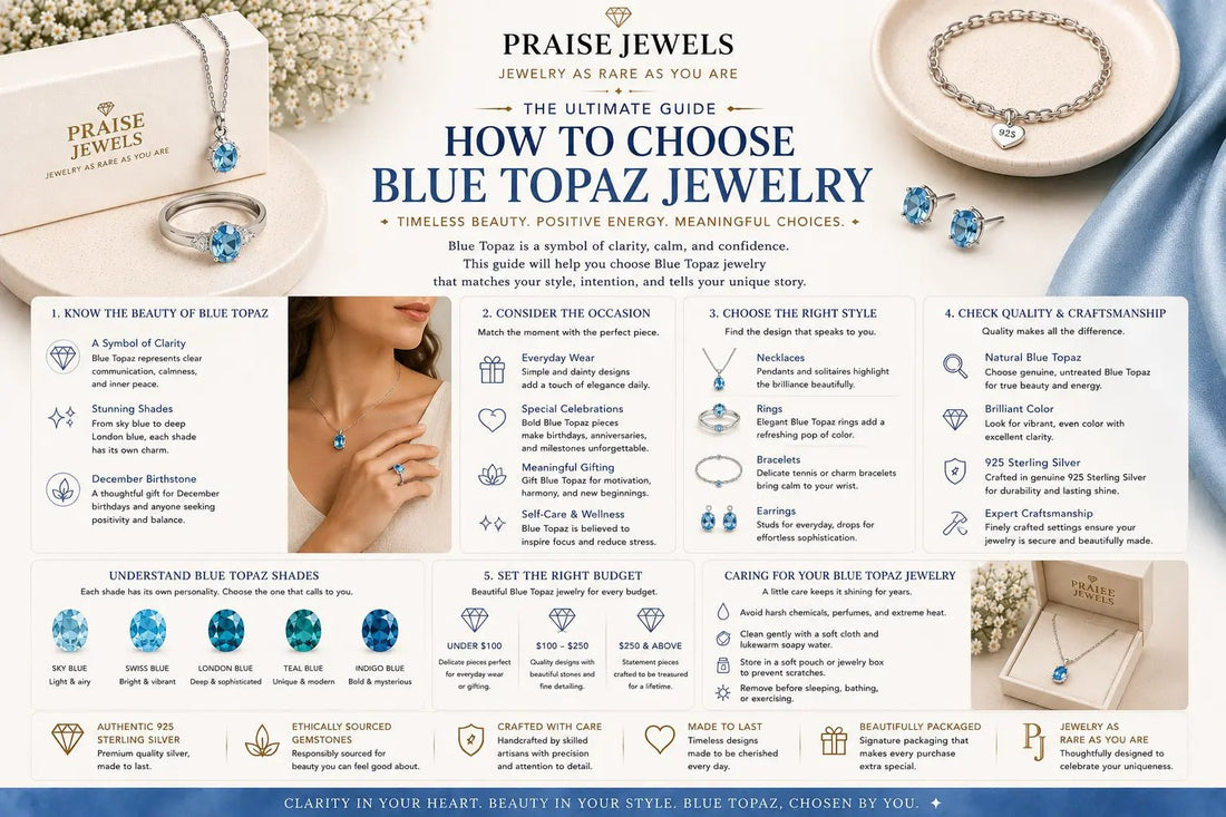 How to Choose Blue Topaz Jewelry: Necklaces, Rings, Earrings & Bracelets - Praise Jewels