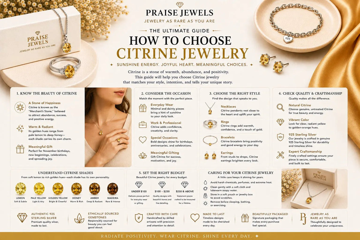 How to Choose Citrine Jewelry: Rings, Necklaces, Earrings & More - Praise Jewels