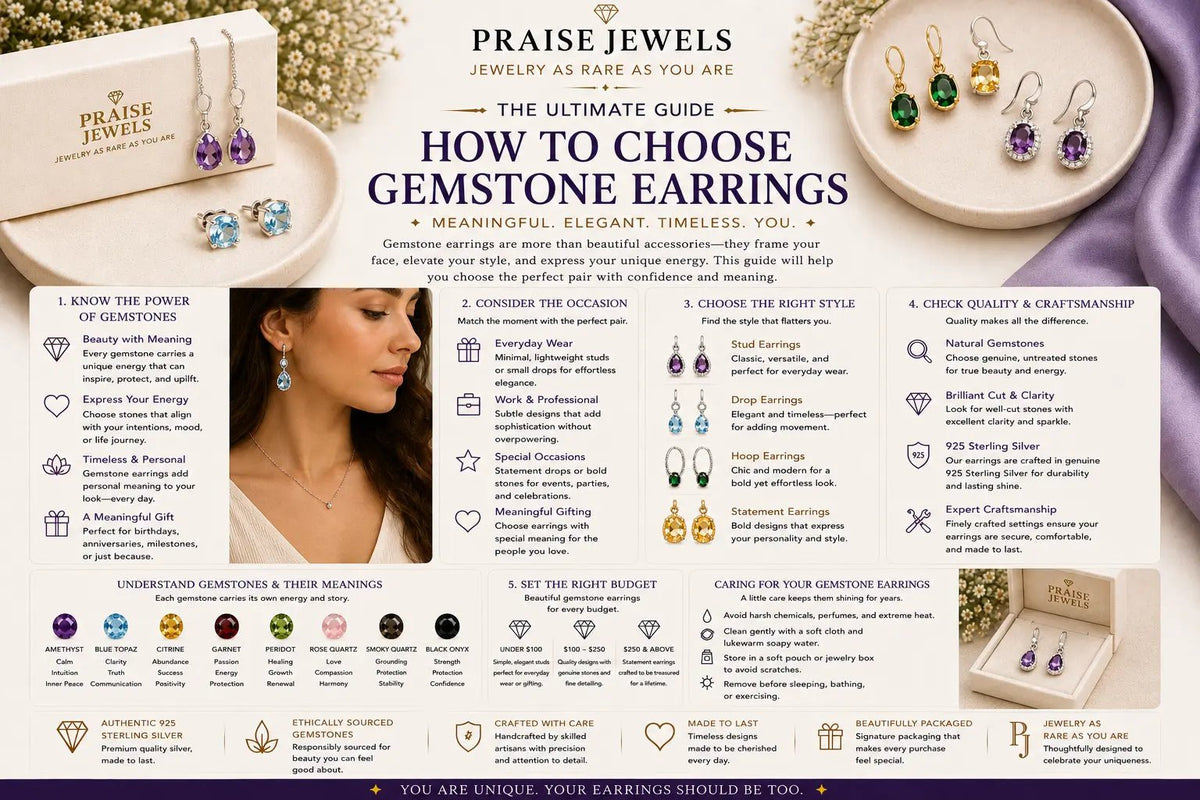 How to Choose Gemstone Earrings: Studs, Drops & Statement Styles - Praise Jewels