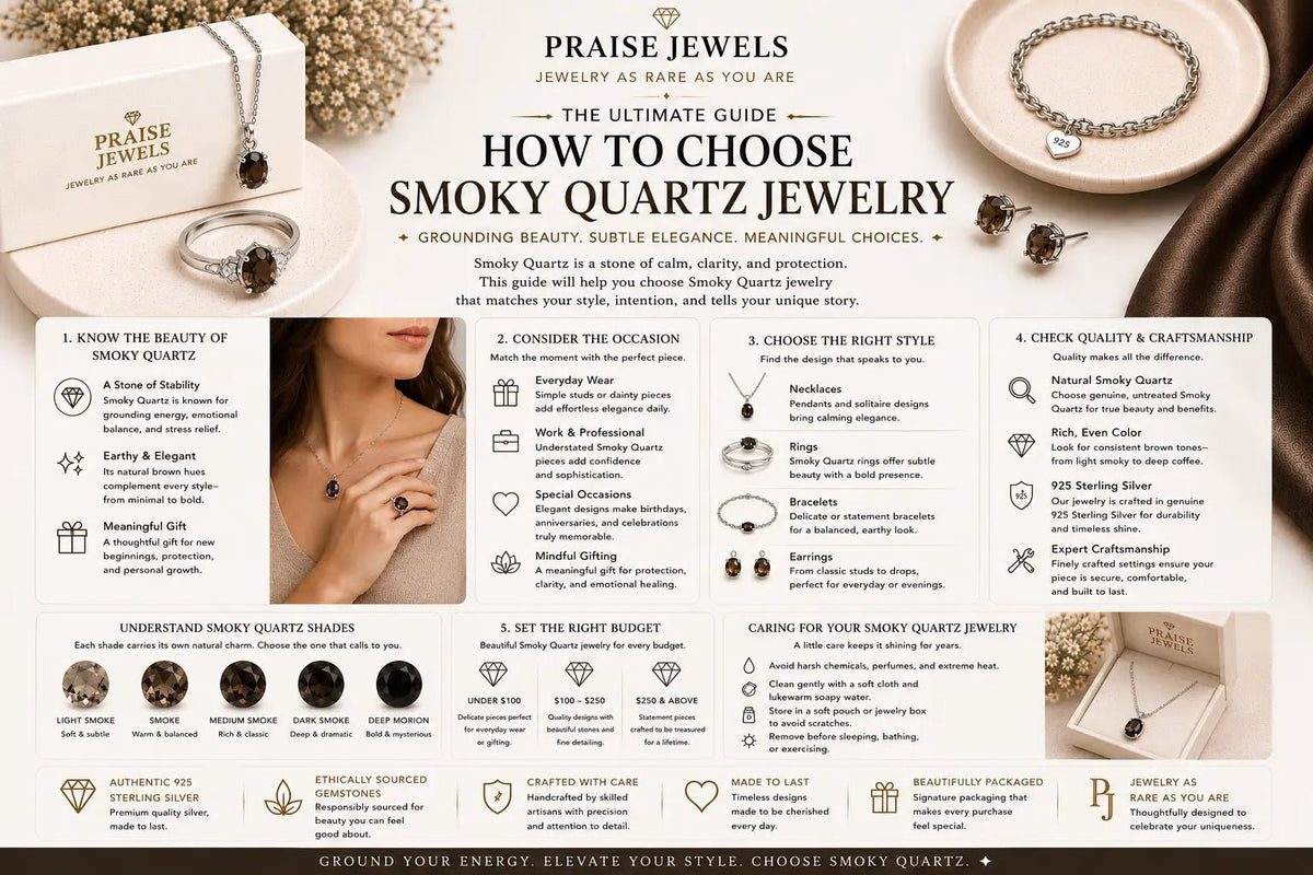 How to Choose Smoky Quartz Jewelry: Rings, Earrings, Pendants & More - Praise Jewels