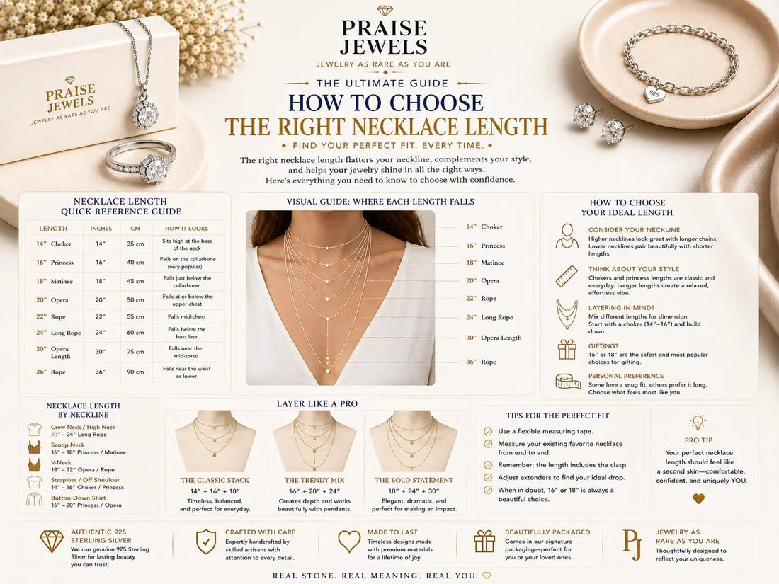 How to Choose the Right Necklace Length for Your Neckline & Style - Praise Jewels