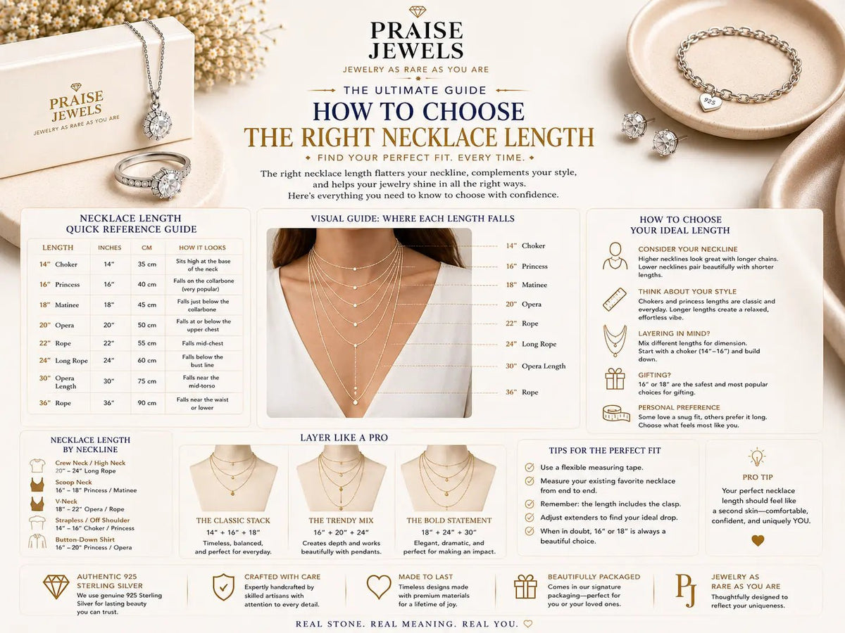 How to Choose the Right Necklace Length for Your Neckline & Style - Praise Jewels