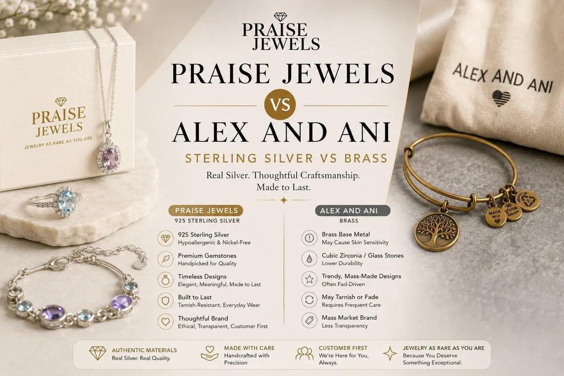 Praise Jewels vs. Alex and Ani: Solid Sterling Silver vs. Brass Bangles - Praise Jewels