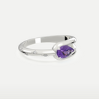 Violet Dew Ring side view showing the sterling silver band and small CZ accents