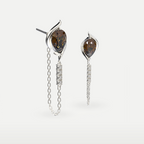 Smoky Quartz Chain Drop Earrings in 925 sterling silver, three-quarter view of the pair with chain detail