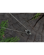 Black Onyx Pendant Necklace in 925 Sterling Silver | Gothic Floral Necklace