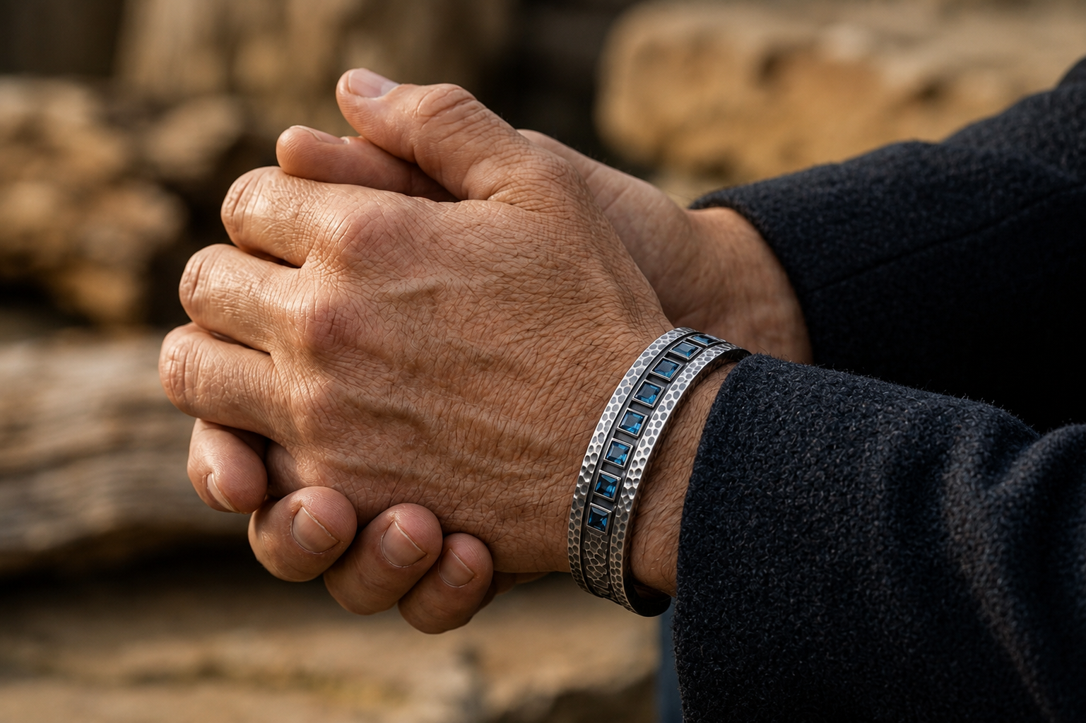 Blue Topaz Bar Bracelet | 925 Sterling Silver
