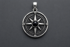 Praise Jewels Compass Pendant in 925 sterling silver with natural black onyx