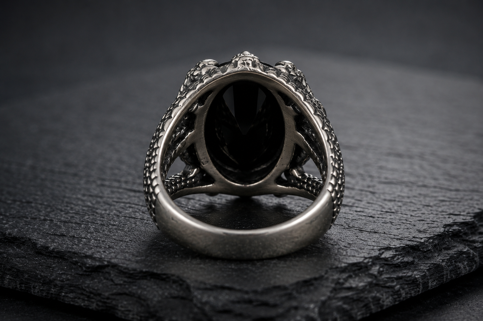 Back view of Praise Jewels Dragon Claw Ring in sterling silver