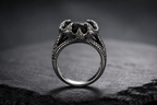 Detailed side view of Praise Jewels Dragon Claw Ring with black onyx