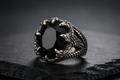 Praise Jewels Dragon Claw Ring in 925 sterling silver with natural black onyx