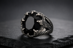 Praise Jewels Dragon Claw Ring in 925 sterling silver with natural black onyx