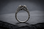 Side profile of Praise Jewels Mountain Peak Ring in oxidized sterling silver