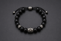 Nero Black Onyx Bead Bracelet with compass design sterling silver beads