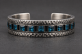 925 sterling silver Blue Topaz Bar Bracelet with natural blue topaz stones, front view
