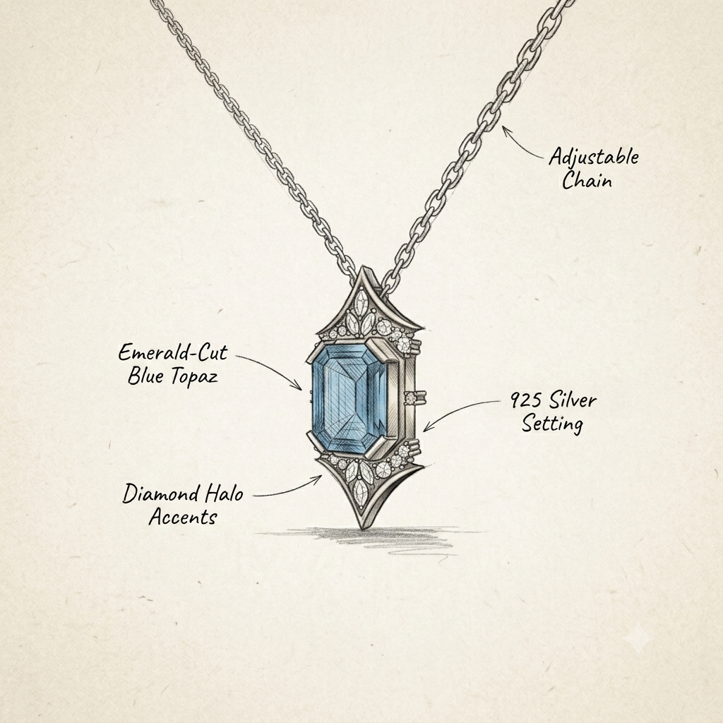 Pendant jewelry design sketch for handcrafted gemstone necklace