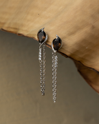 Smoky Quartz Chain Drop Earrings in 925 Sterling Silver | Gothic Luxury Earrings