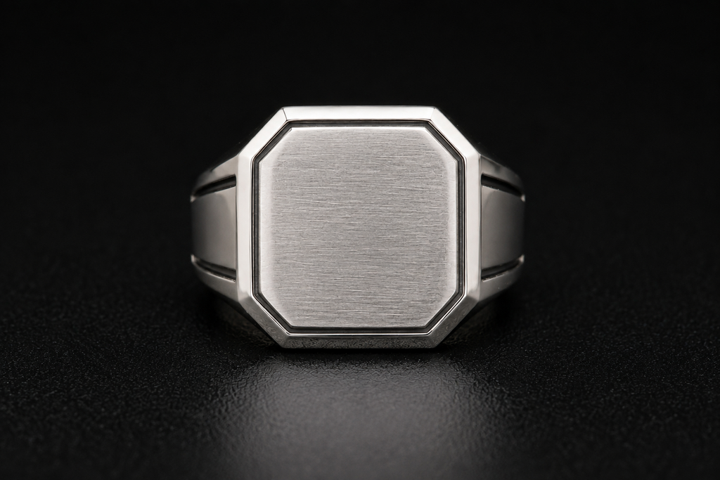 Stealth Signet Ring in 925 Sterling Silver - front view