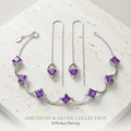 The Minimalist Stack – Amethyst Earrings & Bracelet Set