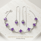 The Minimalist Stack – Amethyst Earrings & Bracelet Set