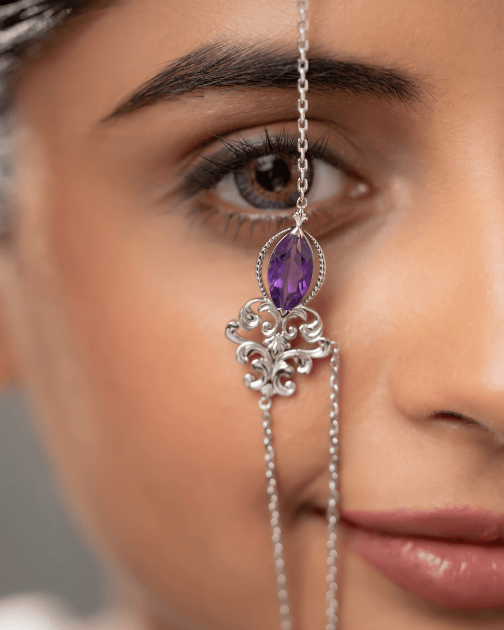 Amethyst Layered Necklace in 925 Sterling Silver | Vintage Inspired Gemstone Necklace - Praise Jewels Necklace