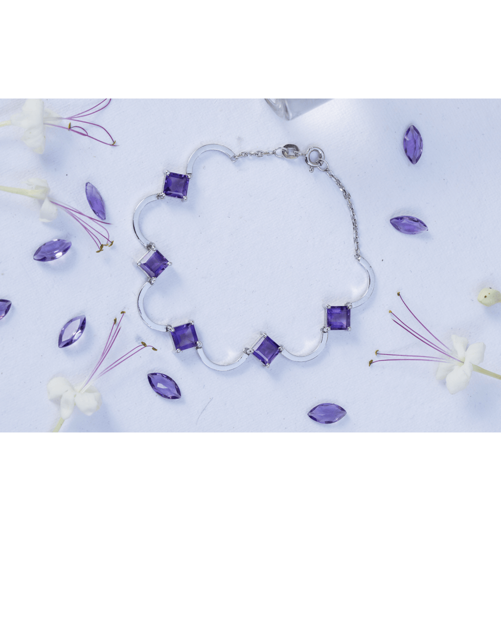 Amethyst Rhythm Bracelet in 925 Sterling Silver | Geometric Gemstone Bracelet - Praise Jewels Bracelet
