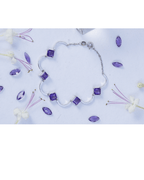 Amethyst Rhythm Bracelet in 925 Sterling Silver | Geometric Gemstone Bracelet - Praise Jewels Bracelet