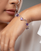 Amethyst Rhythm Bracelet in 925 Sterling Silver | Geometric Gemstone Bracelet - Praise Jewels Bracelet
