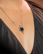 Black Onyx Pendant Necklace in 925 Sterling Silver | Gothic Floral Necklace - Praise Jewels Necklace