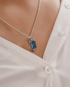 Blue Topaz Art Deco Hexagon Pendant — 925 Sterling Silver - Praise Jewels Pendant