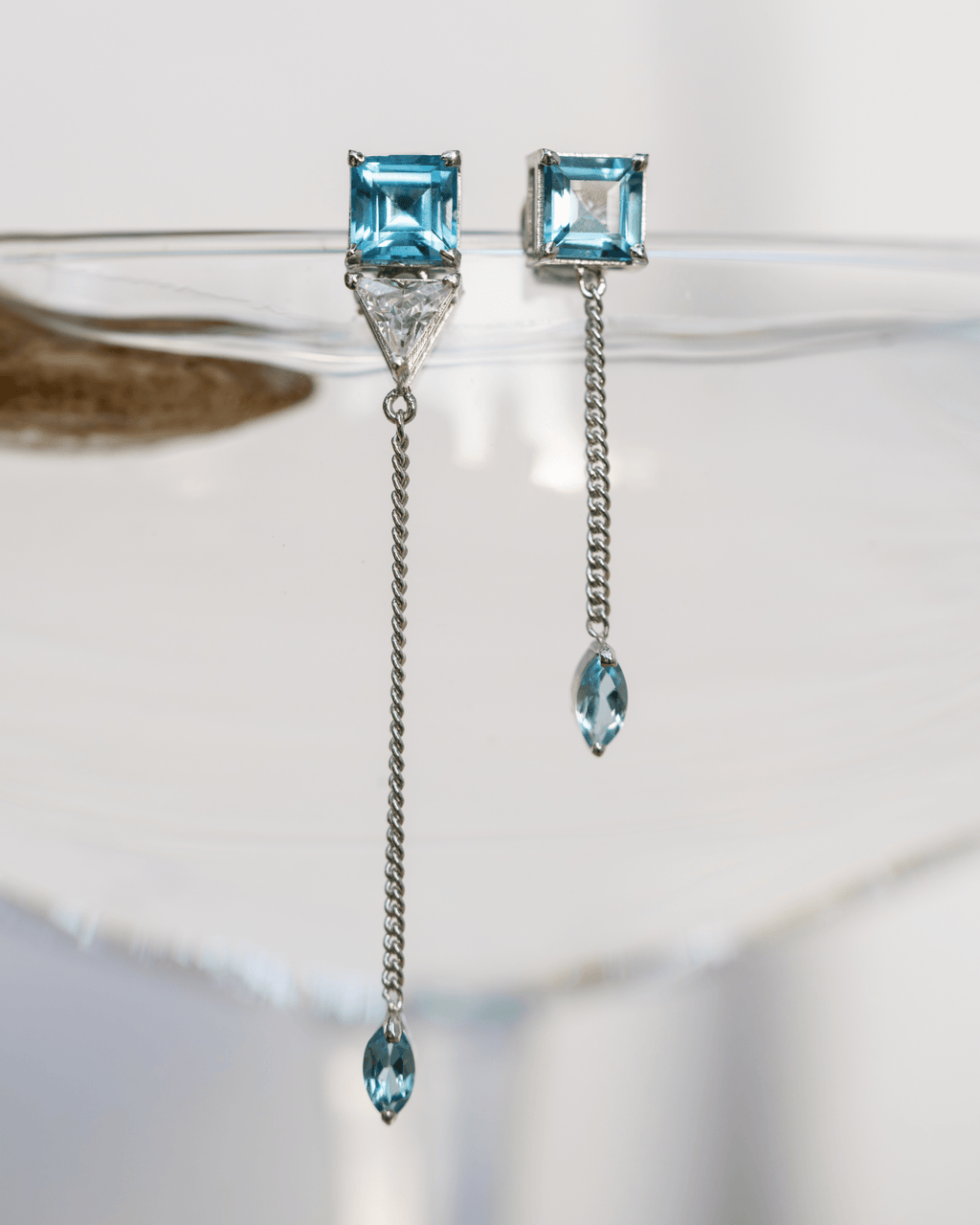 Blue Topaz Drop Earrings in 925 Sterling Silver | Natural Blue Gemstone Earrings - Praise Jewels earrings