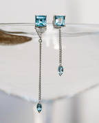 Blue Topaz Drop Earrings in 925 Sterling Silver | Natural Blue Gemstone Earrings - Praise Jewels earrings