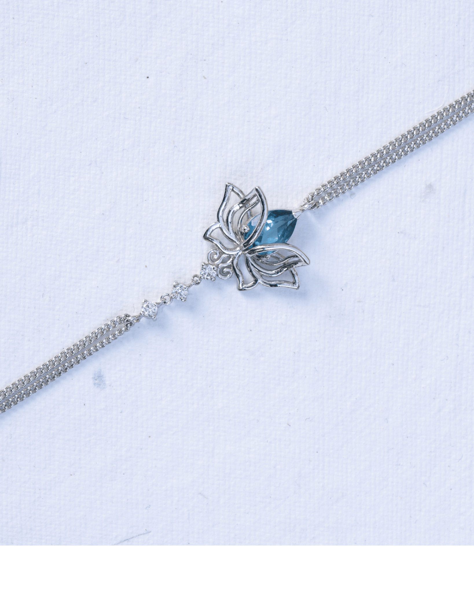 Blue Topaz Lotus Bracelet — 925 Sterling Silver - Praise Jewels Bracelet