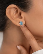 Blue Topaz Skylight Stud Earrings in 925 Sterling Silver | Natural Blue Gemstone Earrings - Praise Jewels earrings