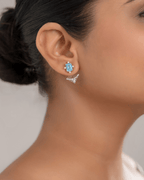 Blue Topaz Skylight Stud Earrings in 925 Sterling Silver | Natural Blue Gemstone Earrings - Praise Jewels earrings