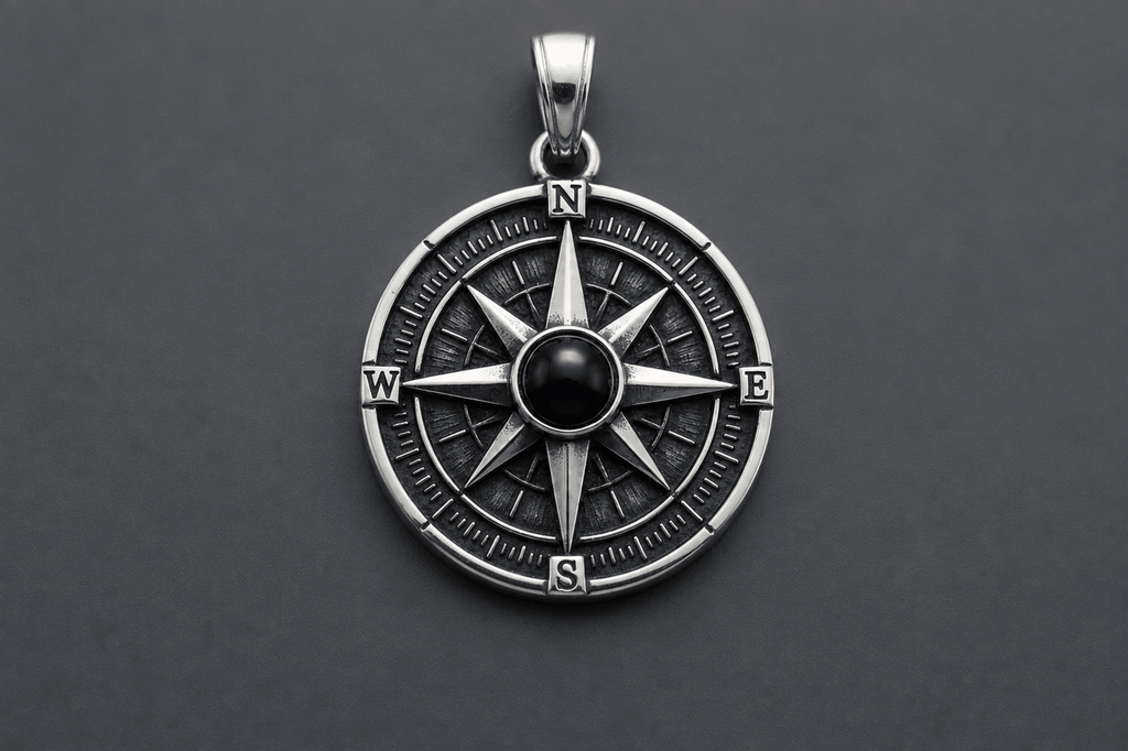 Compass Pendant | Black Onyx - Praise Jewels Men's Gemstone Pendant