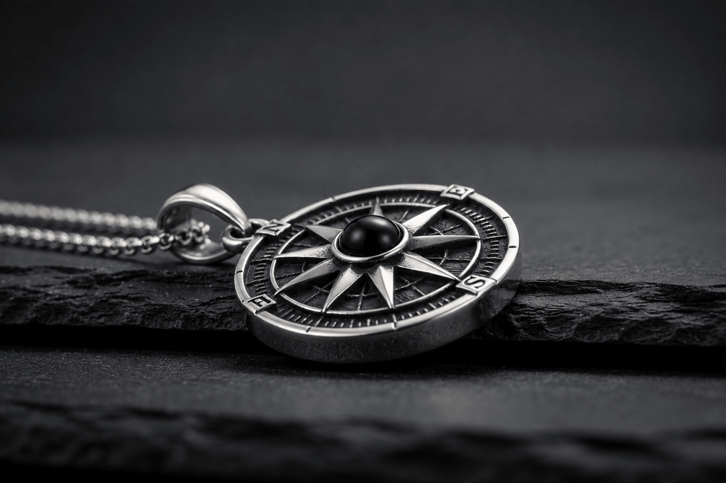 Compass Pendant | Black Onyx - Praise Jewels Men's Gemstone Pendant