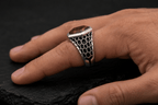 Hex Armor Ring | Natural Tiger Eye | 925 Sterling Silver - Praise Jewels Men's Gemstone Ring