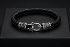 Leather & Silver Bracelet | 925 Sterling Silver - Praise Jewels Men's Leather Bracelet