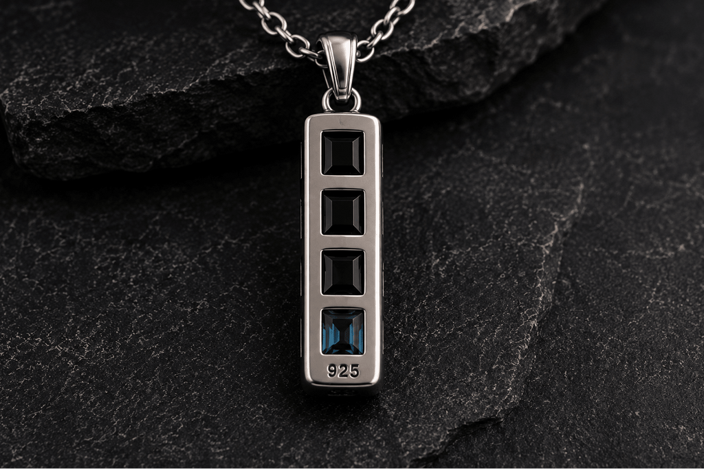 Monolith Bar Pendant | Black Onyx & Blue Topaz - Praise Jewels Men's Gemstone Pendant
