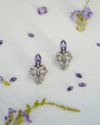Natural Amethyst Filigree Earrings in 925 Sterling Silver | Vintage Inspired Earrings - Praise Jewels earrings