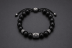 Nero Black Onyx Bead Bracelet | 925 Sterling Silver - Praise Jewels Men's Gemstone Bracelet