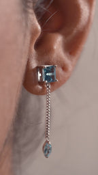 Blue Topaz Drop Earrings in 925 Sterling Silver