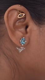 Blue Topaz Skylight Stud Earrings in 925 Sterling Silver